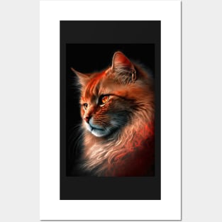 Serious Cat portrait Posters and Art